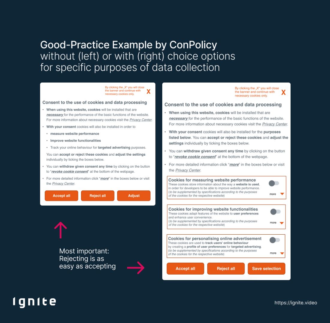 Best Practice for a cookie banner design