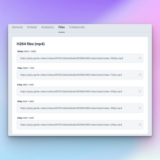 MP4 Files within the Ignite Backend