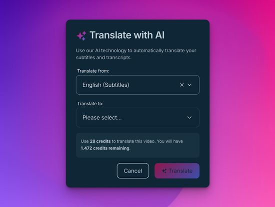 Übersetzung von Untertitel über KI