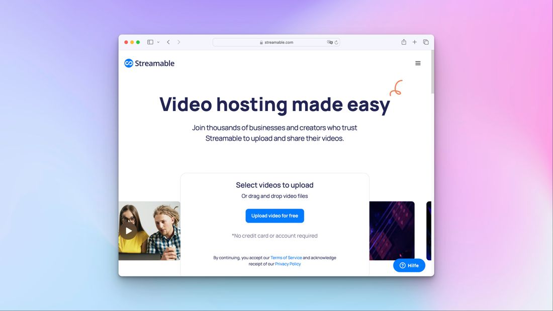 Screenshot von Streamable