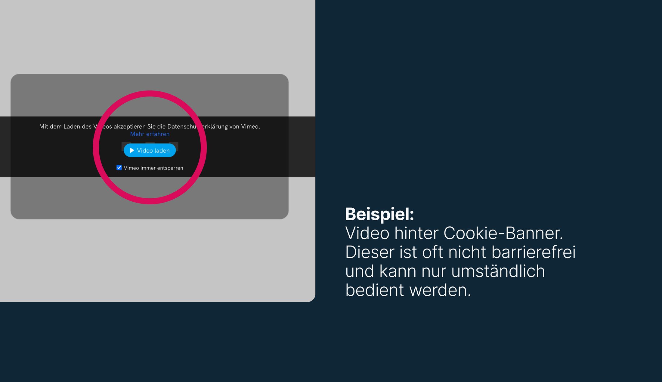 Video wird von Cookie-Banner verdeckt und kann nicht bedient werden.