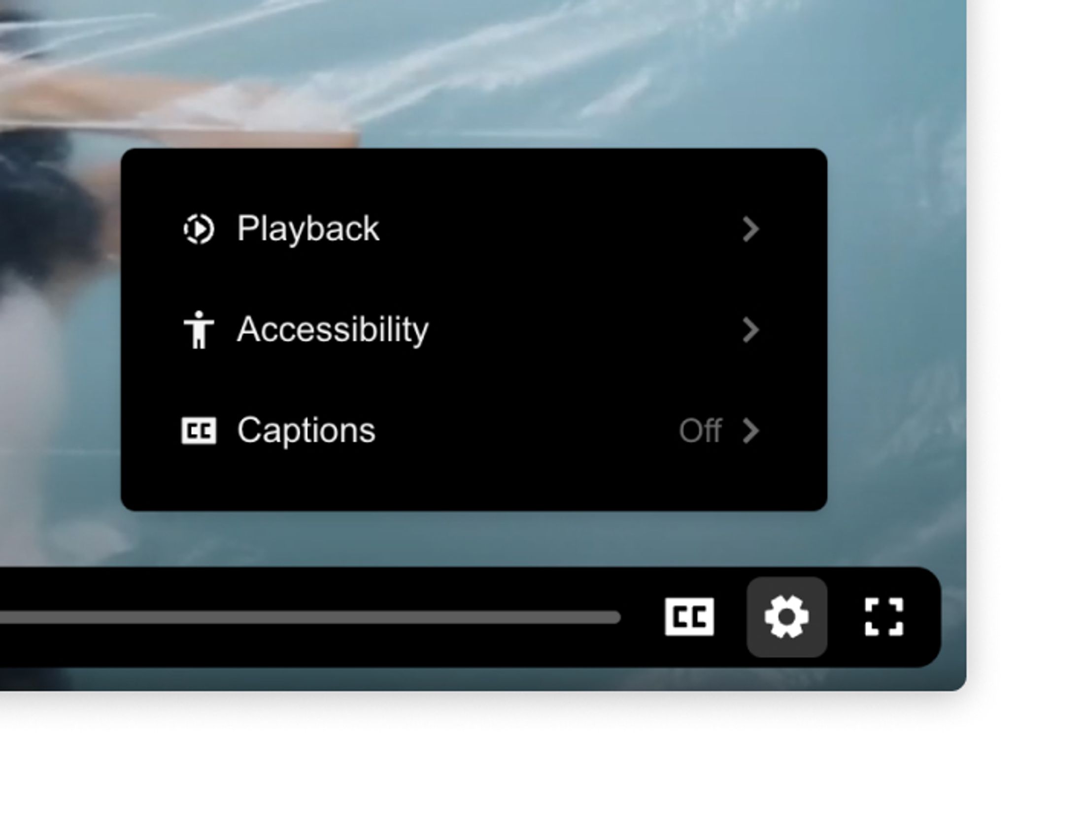 Image Showing the Caption Option within the Ignite Player