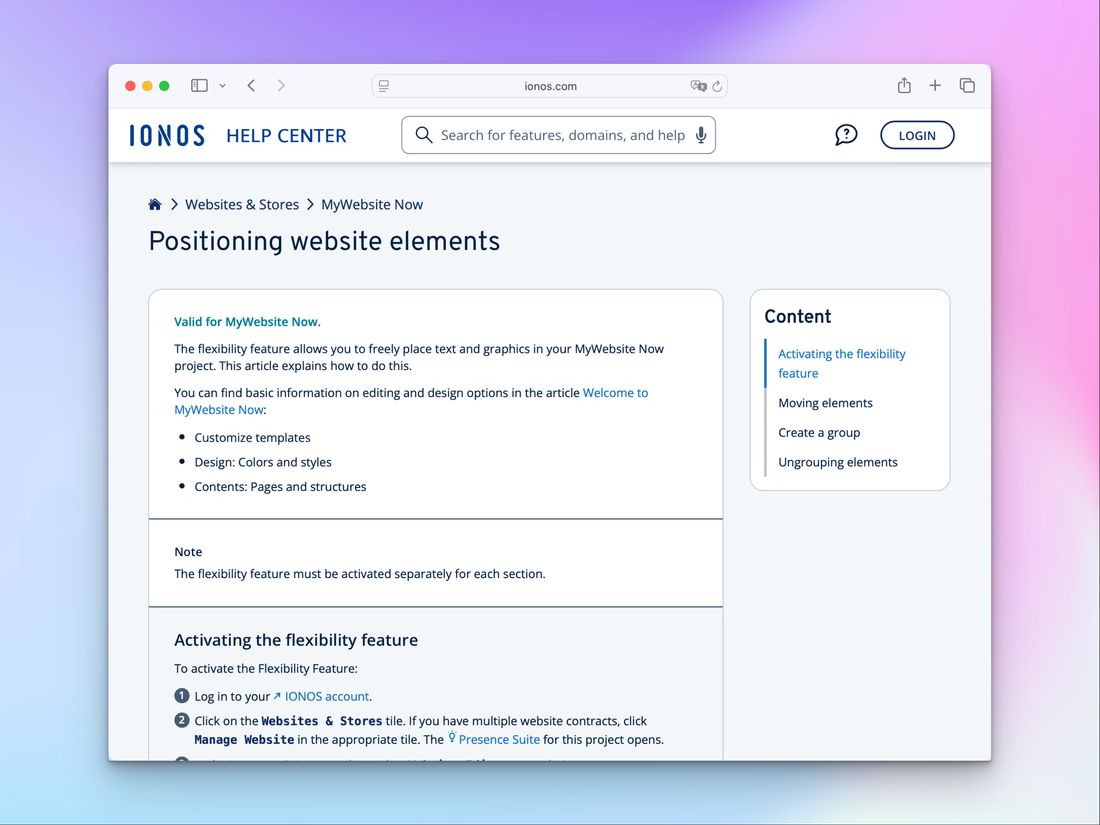 IONOS add HTML Element to Website