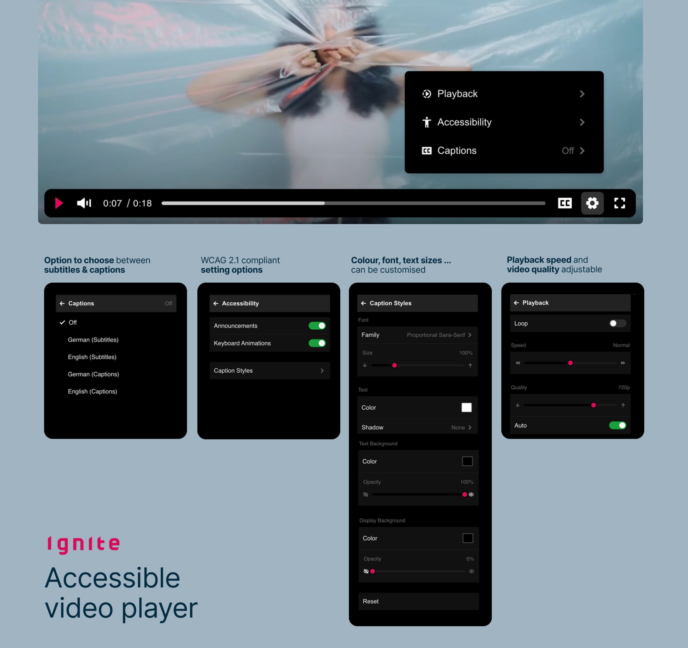 Overview of the Accessibility Features of a modern web video player