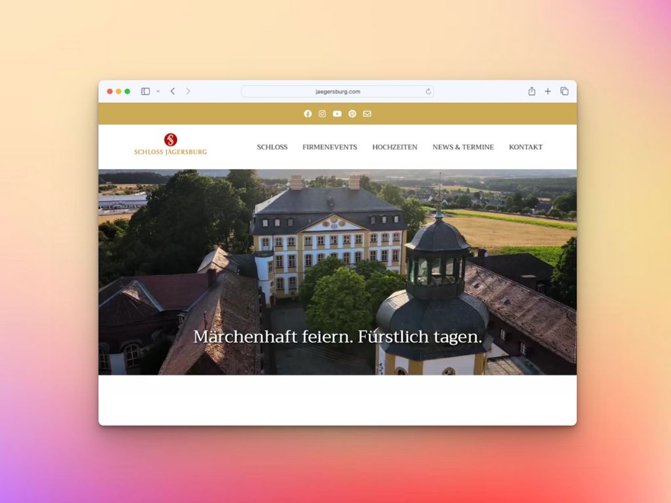 Screenshot der Webseite Schloss Jaegersburg
