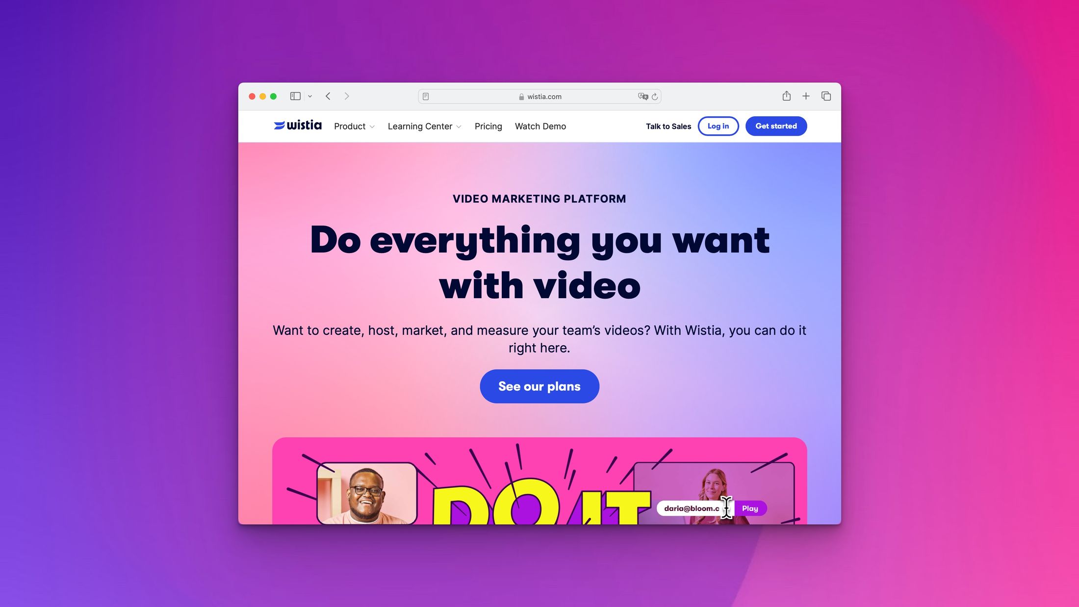 Screenshot Website: Wistia