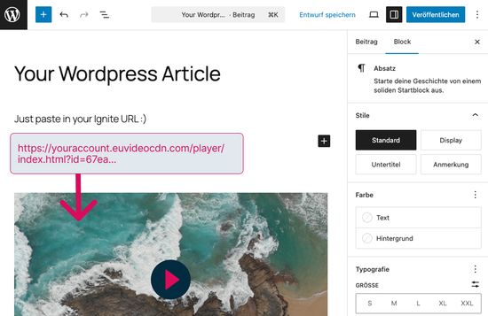 Wordpress Example with Ignite Video URL